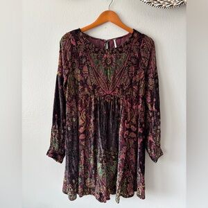 Free People Mirror Mirror Velvet Burnout Shift Dress Boho Festival Women Small